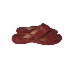 Born Beluna Women's Red Leather Sandals Size 8 / 39